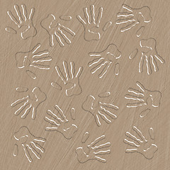 Image showing Artificial structure with prints of hands