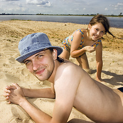 Image showing Family on a beach