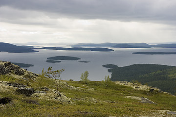 Image showing Landscape with a kind on lake