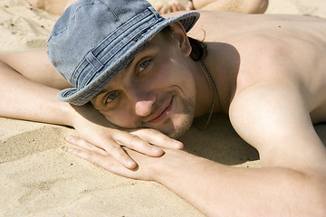 Image showing The man on a beach