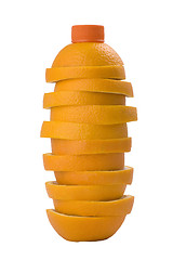 Image showing Bottle of orange juice made of real orange segments