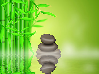 Image showing Bamboo Forest  with Zen Pebbles Background