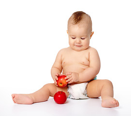 Image showing Little child with apple