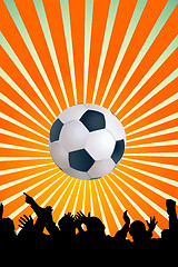 Image showing Soccer ball with silhouettes