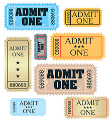 Image showing set of ticket admit one vector