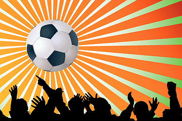 Image showing Soccer ball with silhouettes