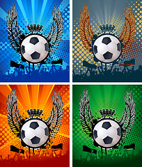 Image showing Football background with the balls, wings