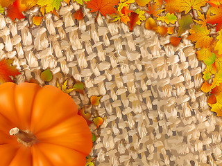 Image showing Colorful frame of fallen autumn leaves.