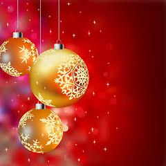 Image showing Christmas background with gold baubles