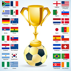 Image showing Football sign with champion cup