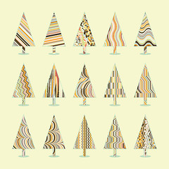 Image showing Set of Retro Christmas Trees. EPS 8