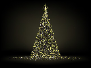 Image showing Abstract golden christmas tree. EPS 8