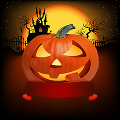 Image showing Vector halloween pumpkin with ribbon