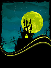 Image showing Scary Halloween Castle with Copy Space.