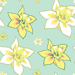 Image showing Seamless vector retro pattern with flowers