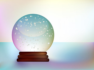 Image showing Glass ball with a snowman in a snowy landscape.