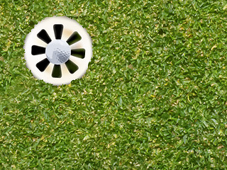 Image showing Golf ball in the hole.