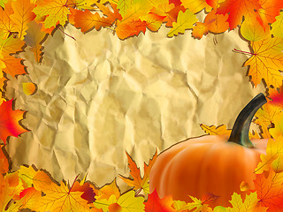 Image showing Autumn background with Pumpkin on paper.