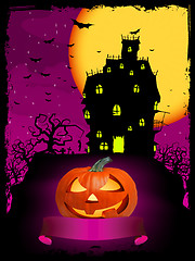 Image showing Vector halloween pumpkin with ribbon