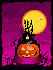 Image showing Vector halloween pumpkin with ribbon