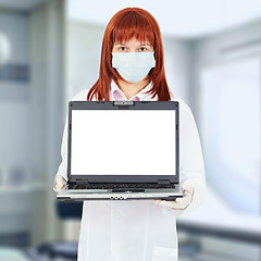 Image showing Nurse with computer in hospital