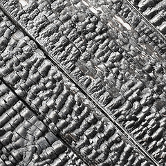 Image showing Wooden wall blackened after fire - texture