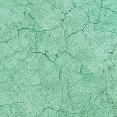 Image showing Texture of green concrete wall with cracks