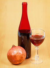 Image showing One bottle of pomegranate wine