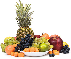 Image showing Still life of pineapple and other fruits