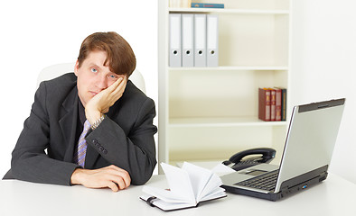 Image showing Man doing nothing at work in office