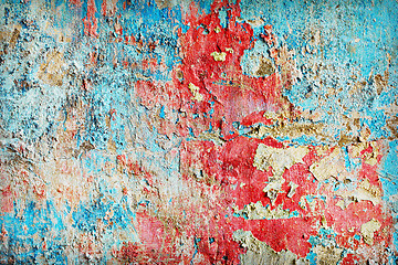 Image showing Weathered paint different colors on old wall