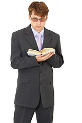 Image showing People with book in hands standing on white