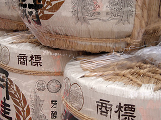 Image showing Sake barrels