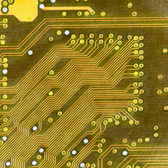 Image showing Hi-tech electronic circuit board golden texture