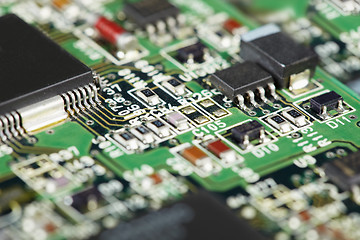 Image showing Surface of electronic circuit board - soldered components