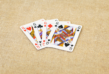 Image showing Playing cards - queens of different suits