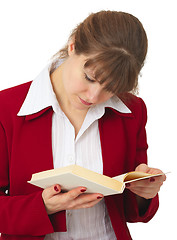 Image showing Woman acquainted with contents of book