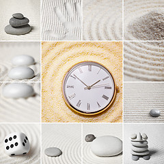 Image showing Collage - Japanese garden of stones. Time.