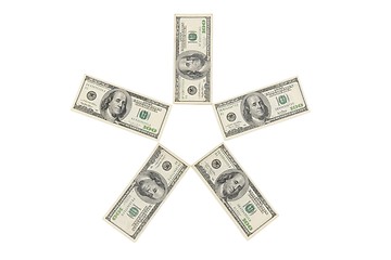 Image showing Five-pointed star made of one hundred dollar bills isolated