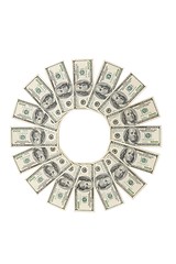 Image showing Flower made of one hundred dollar bills isolated