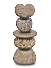 Image showing Stack of Balanced Rocks with Heart