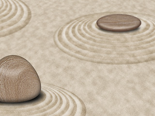 Image showing Zen Stones on Sand Garden Circles 2