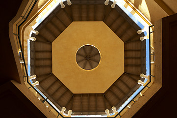Image showing Looking up at the ceiling of a tower