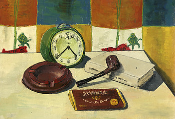 Image showing pipe and clock 