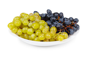Image showing Grapes are two different varieties in plate
