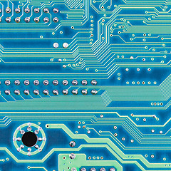 Image showing Hi-tech electronic circuit board blue texture