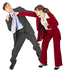 Image showing Woman punches a man - an unexpected denouement dispute