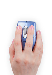 Image showing Hand holds computer mouse