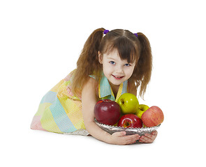 Image showing Little girl with apples