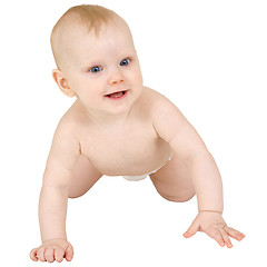 Image showing Cute baby crawl on white background